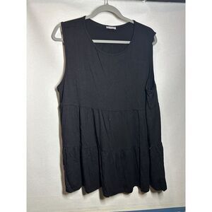 2xl Plus Solid Flounce Hem Sleeveless Top Black EGY California